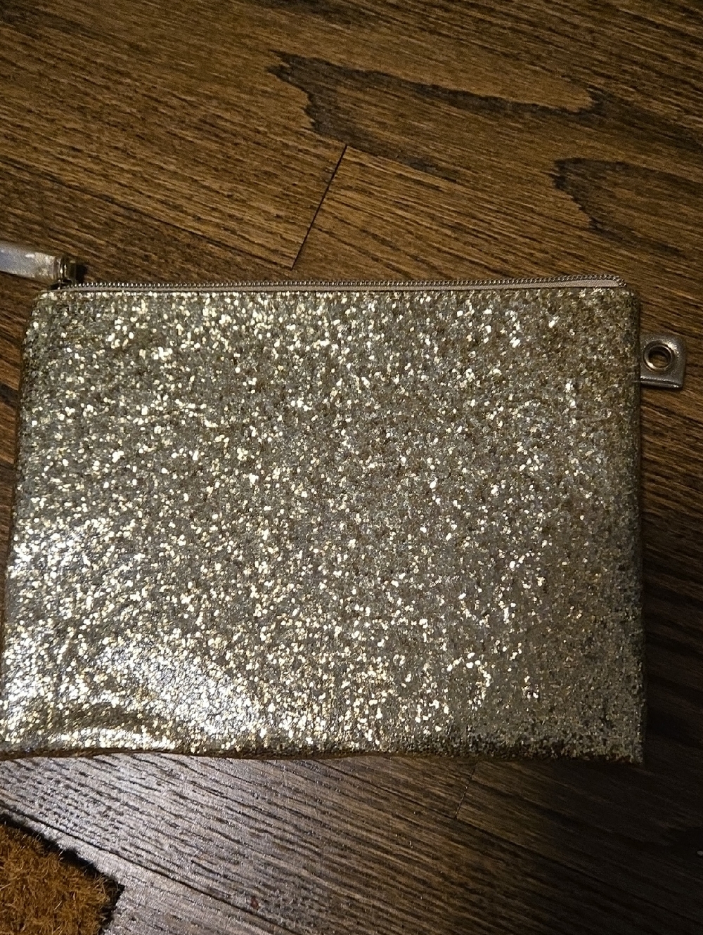 Glitter Zip Pouch Clutch - Gold